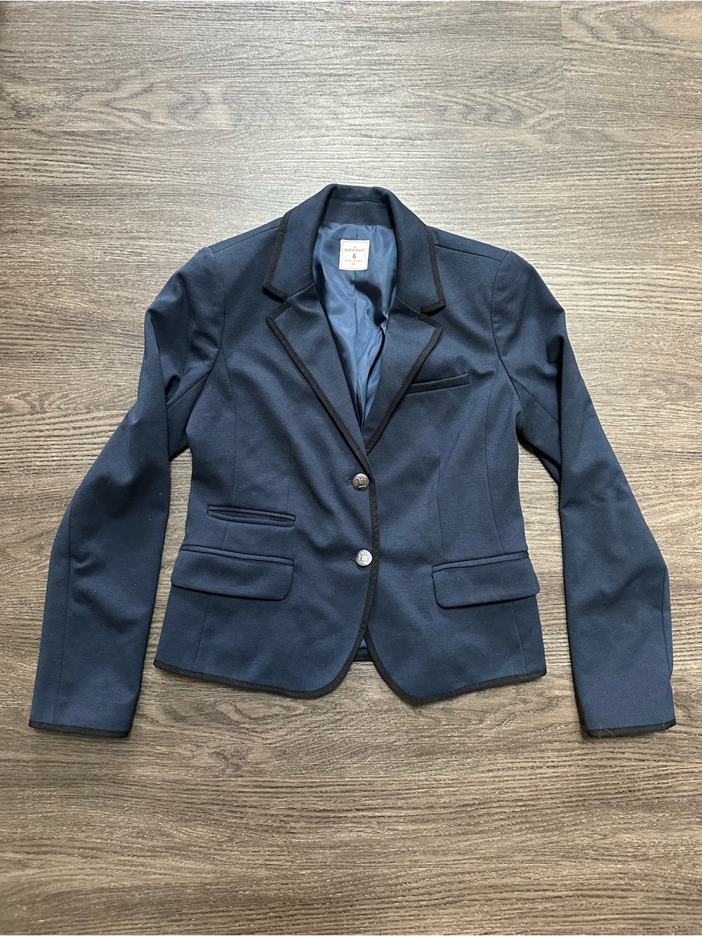 Gap The Academy Blazer Navy Black Trim Women’s Size 6 Ponte Knit Stretch Preppy